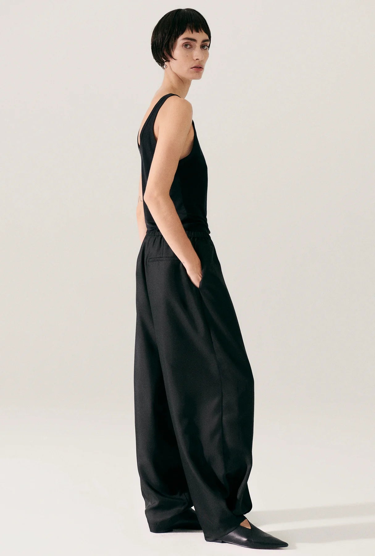 Twill Harem Pants Black