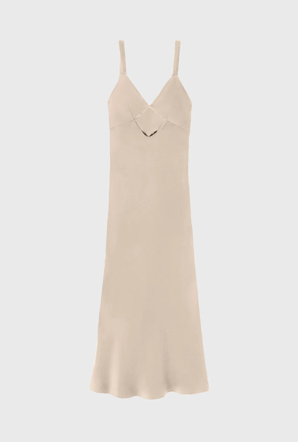 Diamond Deco Ruched Dress Hazelnut - Silk Laundy