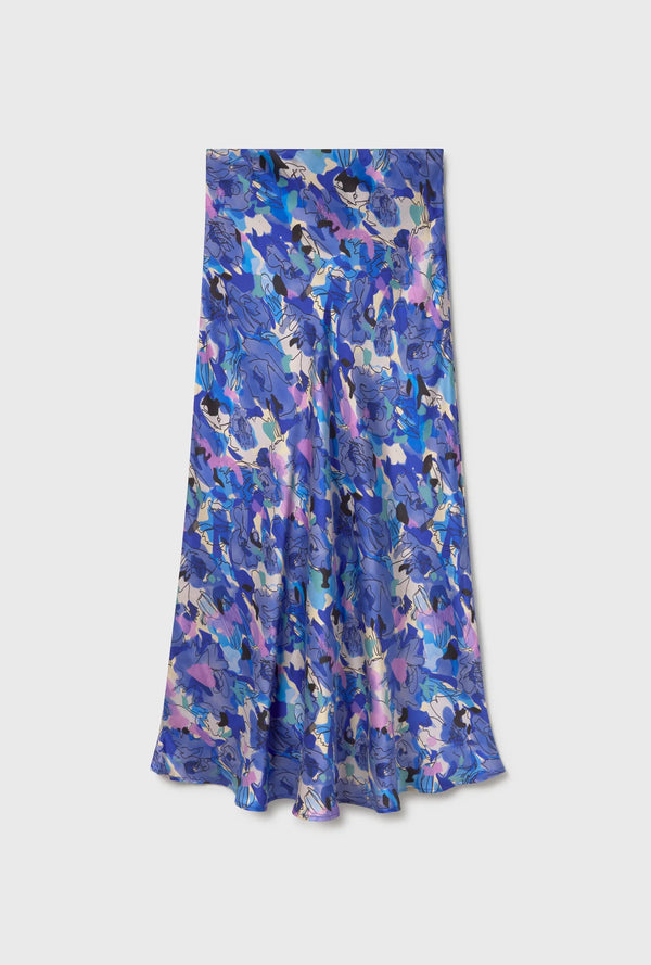 Long Bias Cut Skirt Cornflower Floral - Silk Laundry