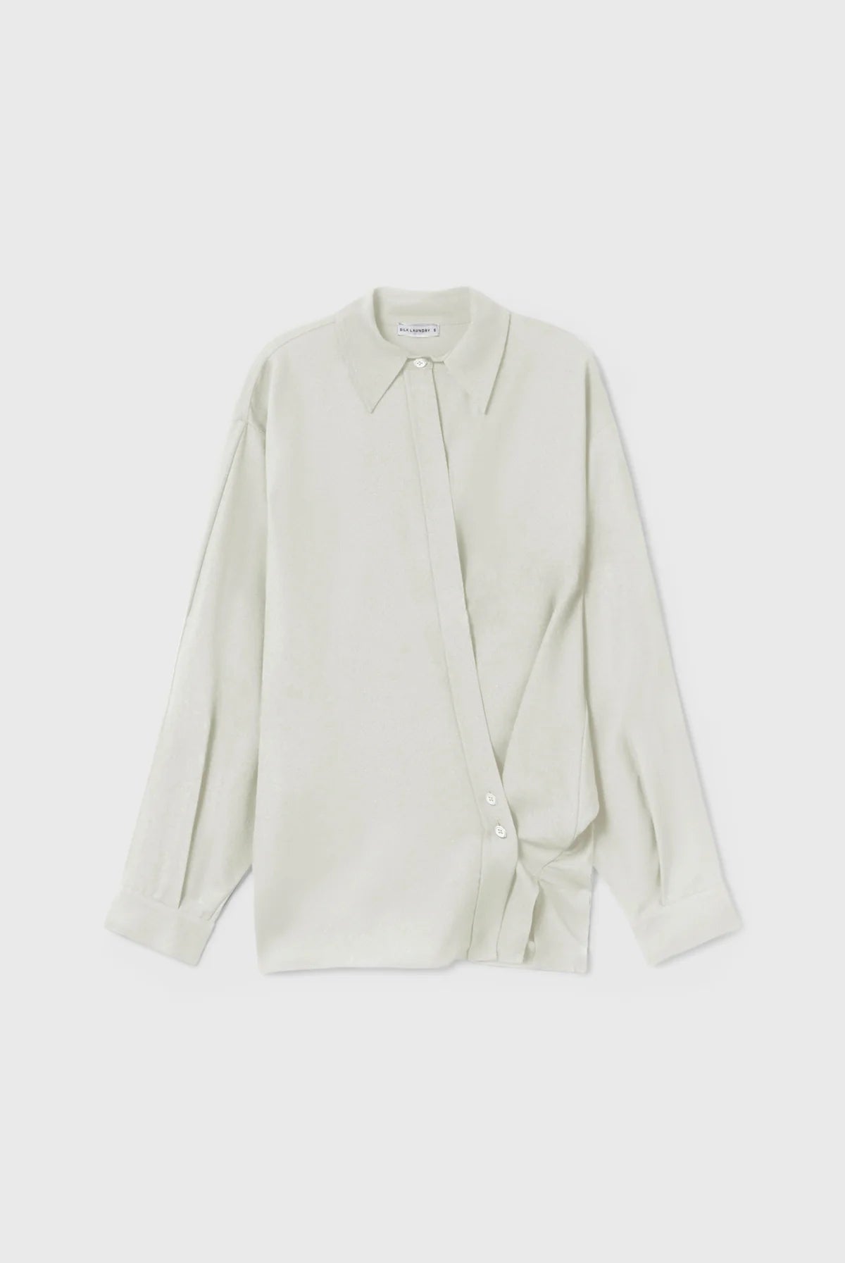 Wool Silk Crossover Shirt Off White