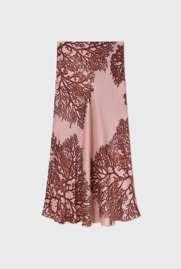 Long Bias Cut Skirt Pressed Coral - Silk Laundry