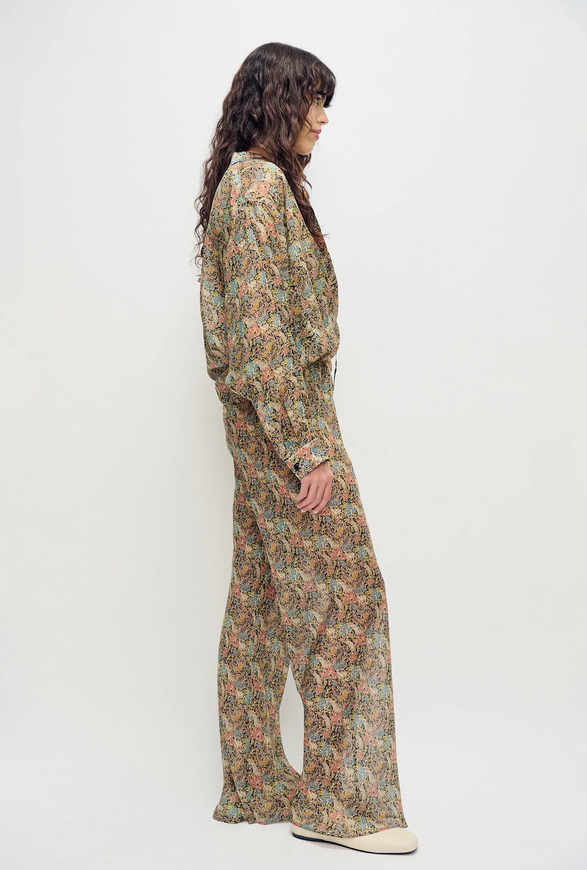 Chiffon Bias Cut Pants Sugar Floral