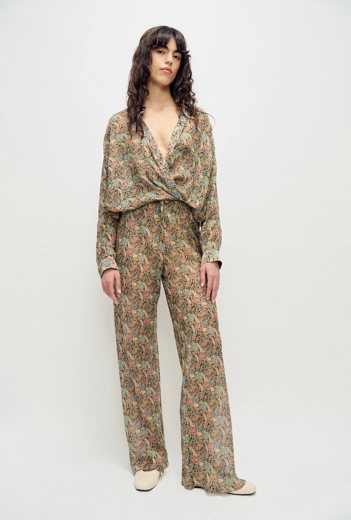 Chiffon Bias Cut Pants Sugar Floral