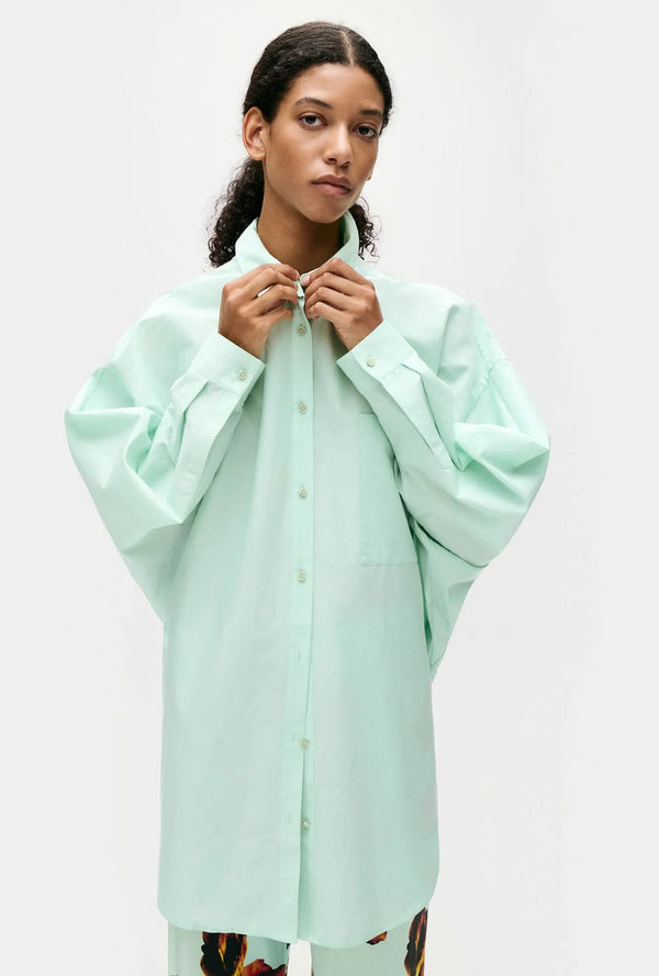 Cotton Silk Round Shirt Dew - Silk Laundry