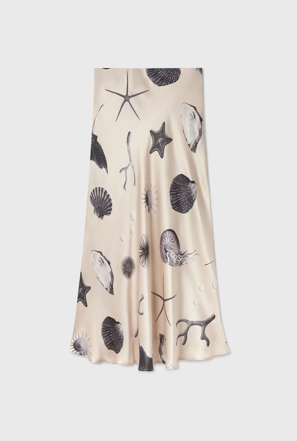 Long Bias Cut Skirt Seashells - Silk Laundry