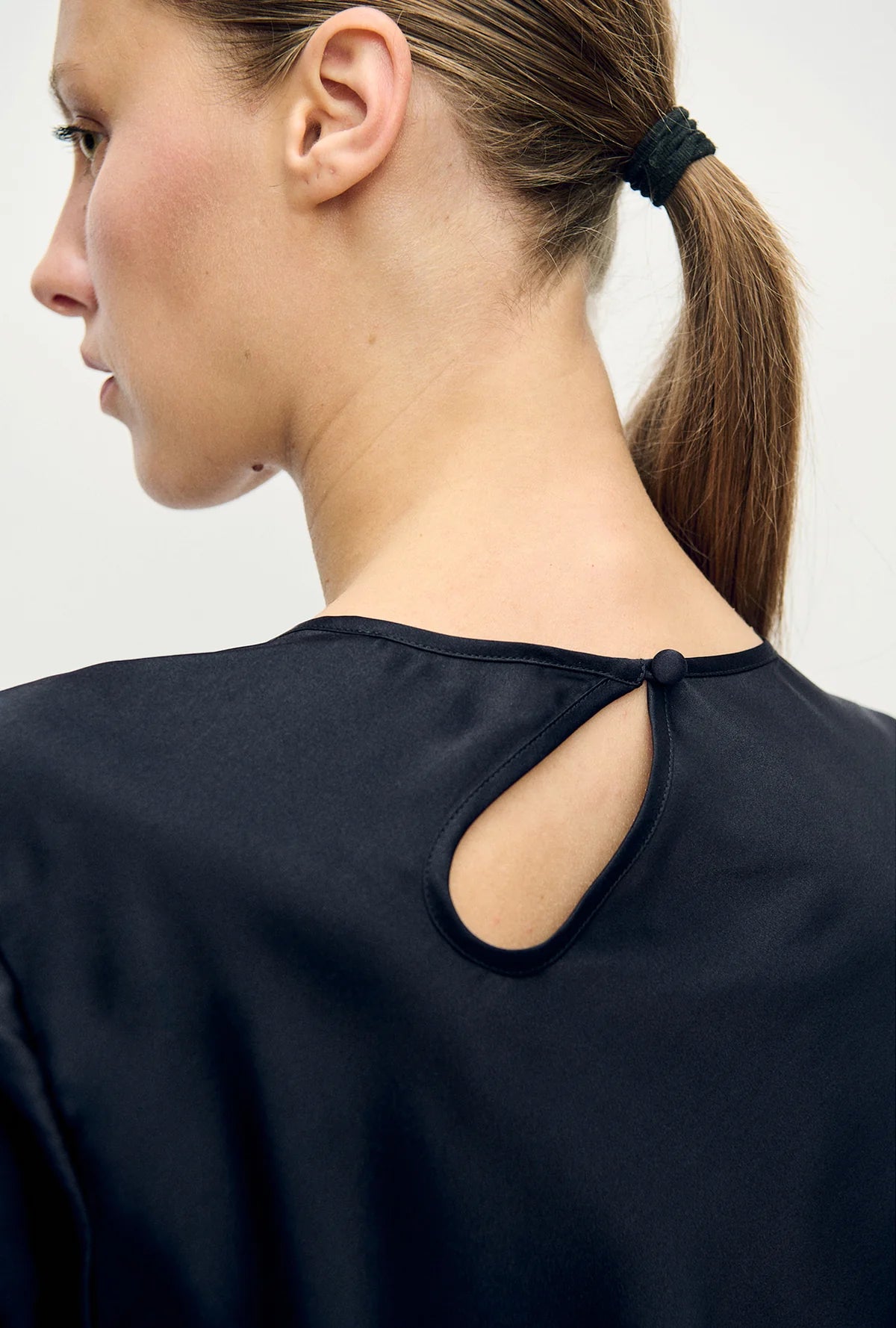 Long Sleeve Bias Top Black - Silk Laundry