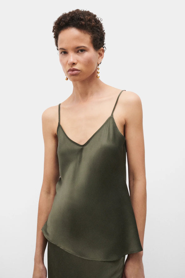 Bias Cut Cami Pine - Silk Laundry