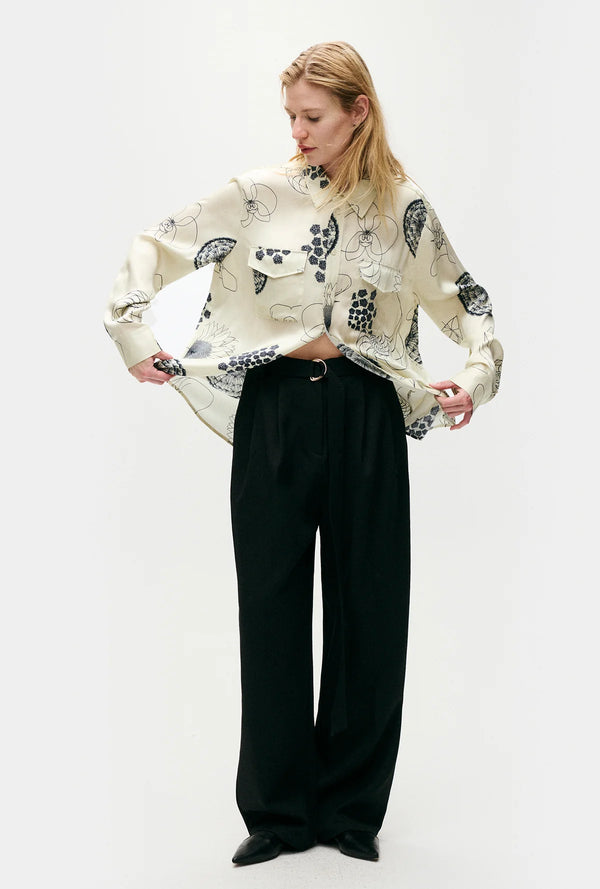 Boyfriend Shirt Fibonacci Off White - Silk Laundry