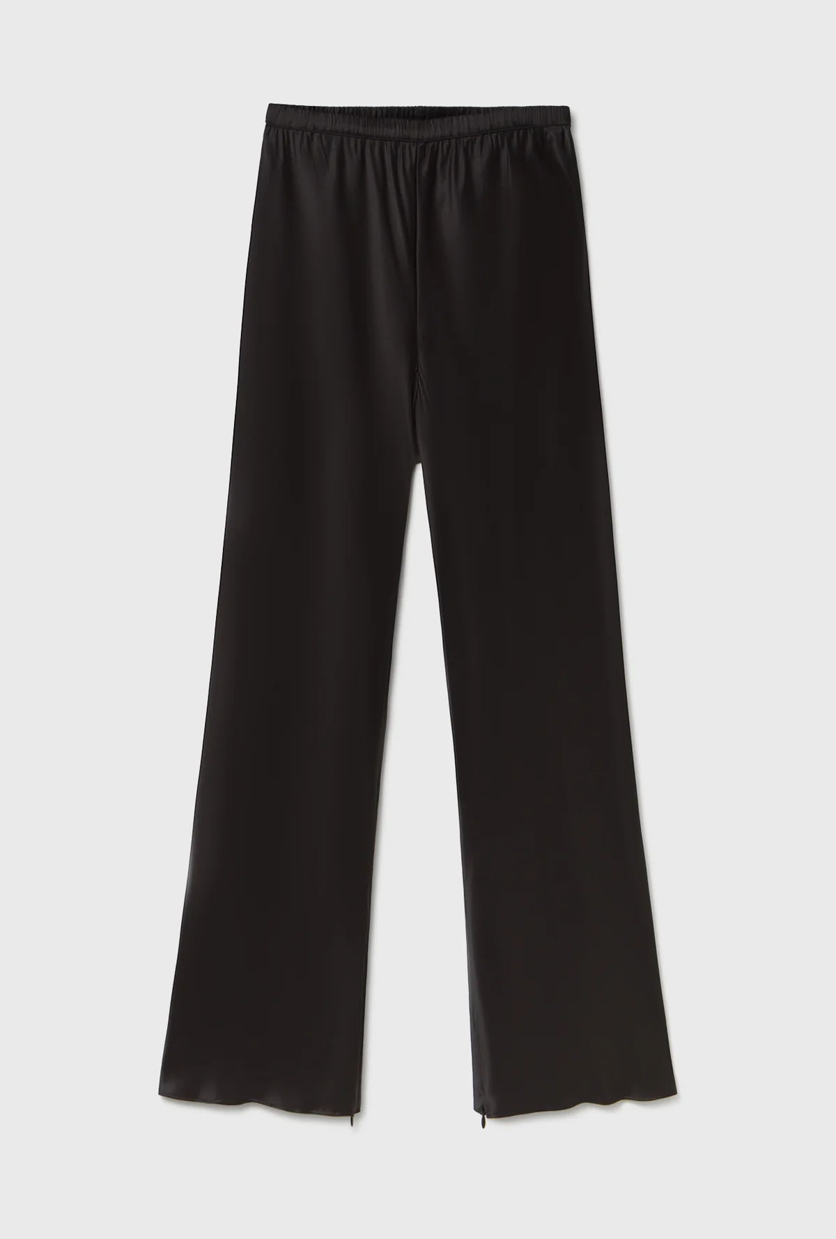 Cropped Bias Cut Pants Black Satin - Silk Laundry