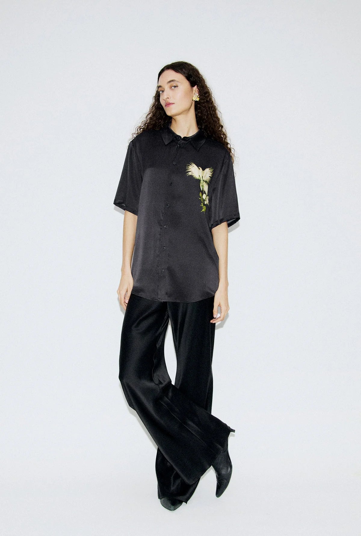 Short Sleeve Boyfriend Shirt Egret