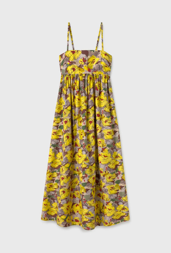 Cotton Silk Tulip Dress Sunflower Floral - Silk Laundry