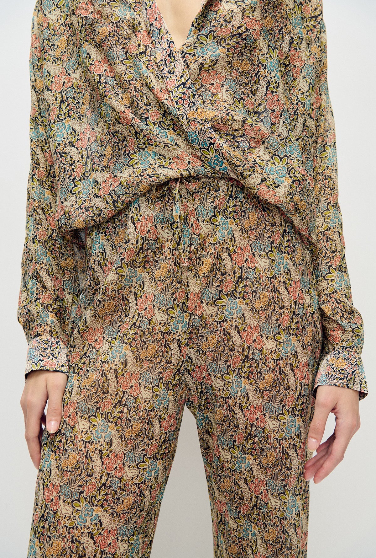 Chiffon Bias Cut Pants Sugar Floral