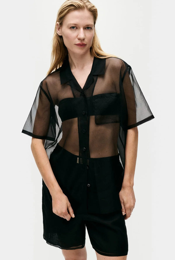 Organza Camp Shirt Black - Silk Laundry