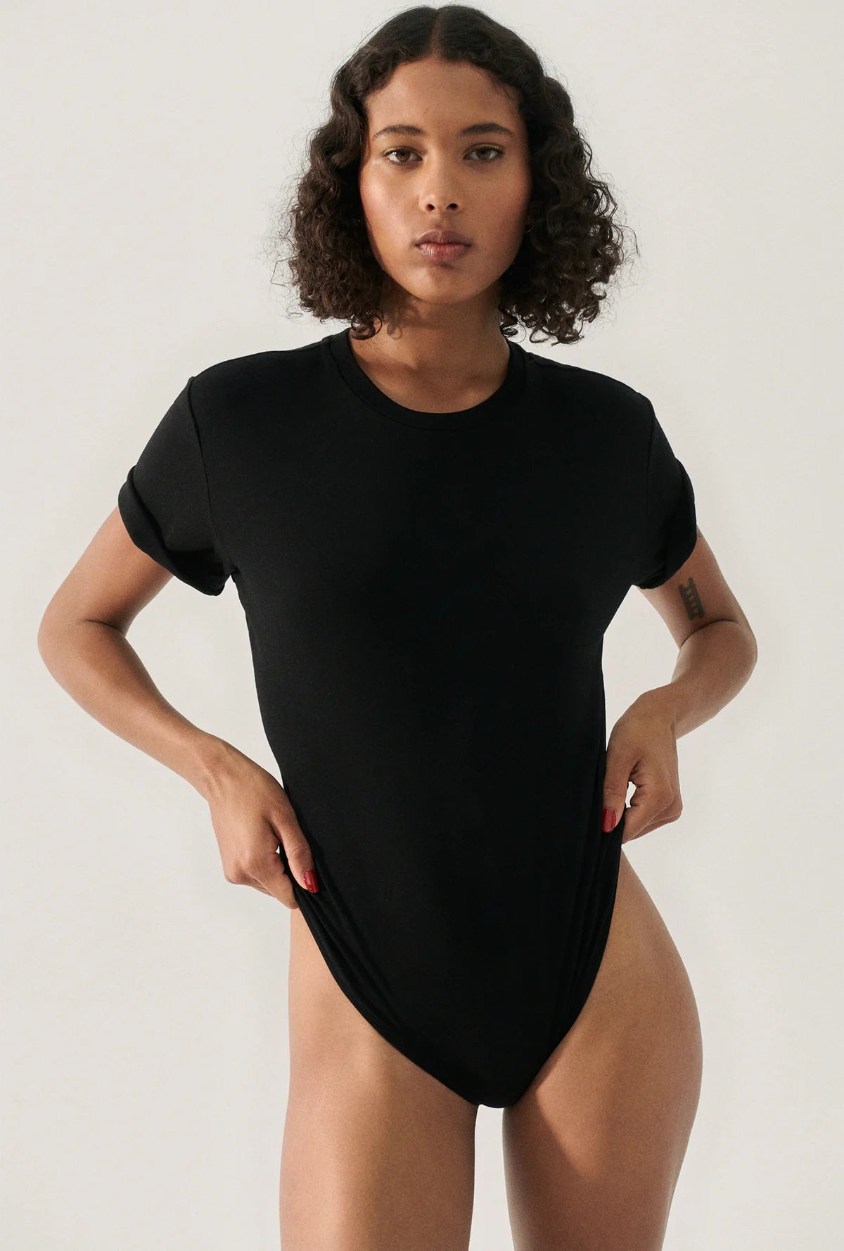 Bodysuit Tee Black - Silk Laundry