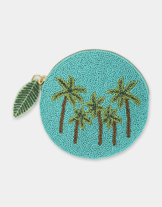 Palm Tree Coin Purse Turquoise