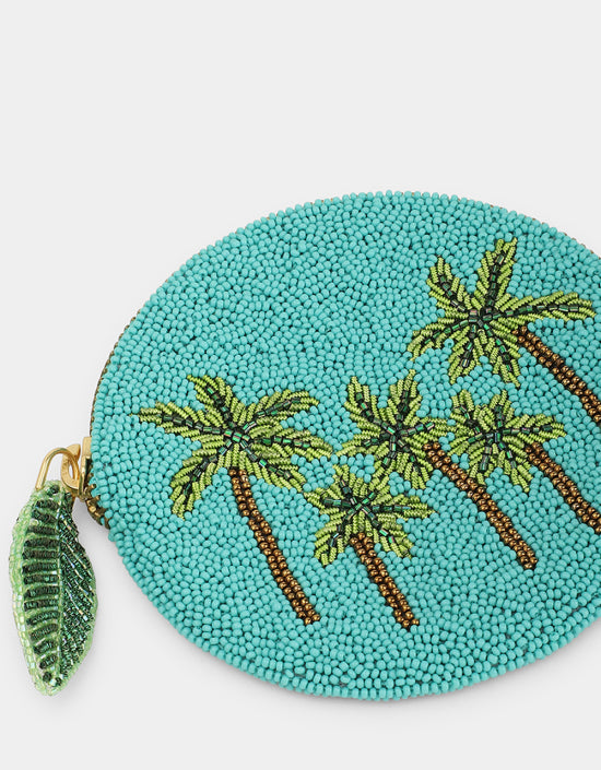 Palm Tree Coin Purse Turquoise