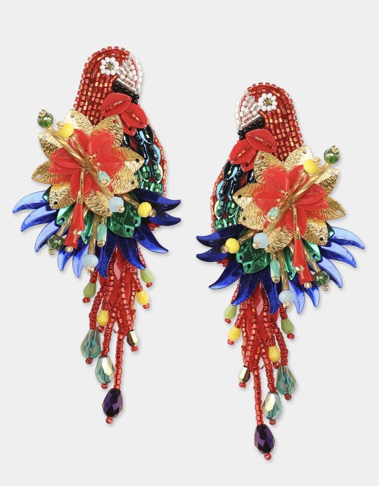 Parrot Earrings Red