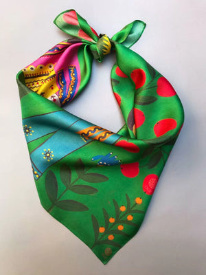 Silk Scarf “In the cherry garden”