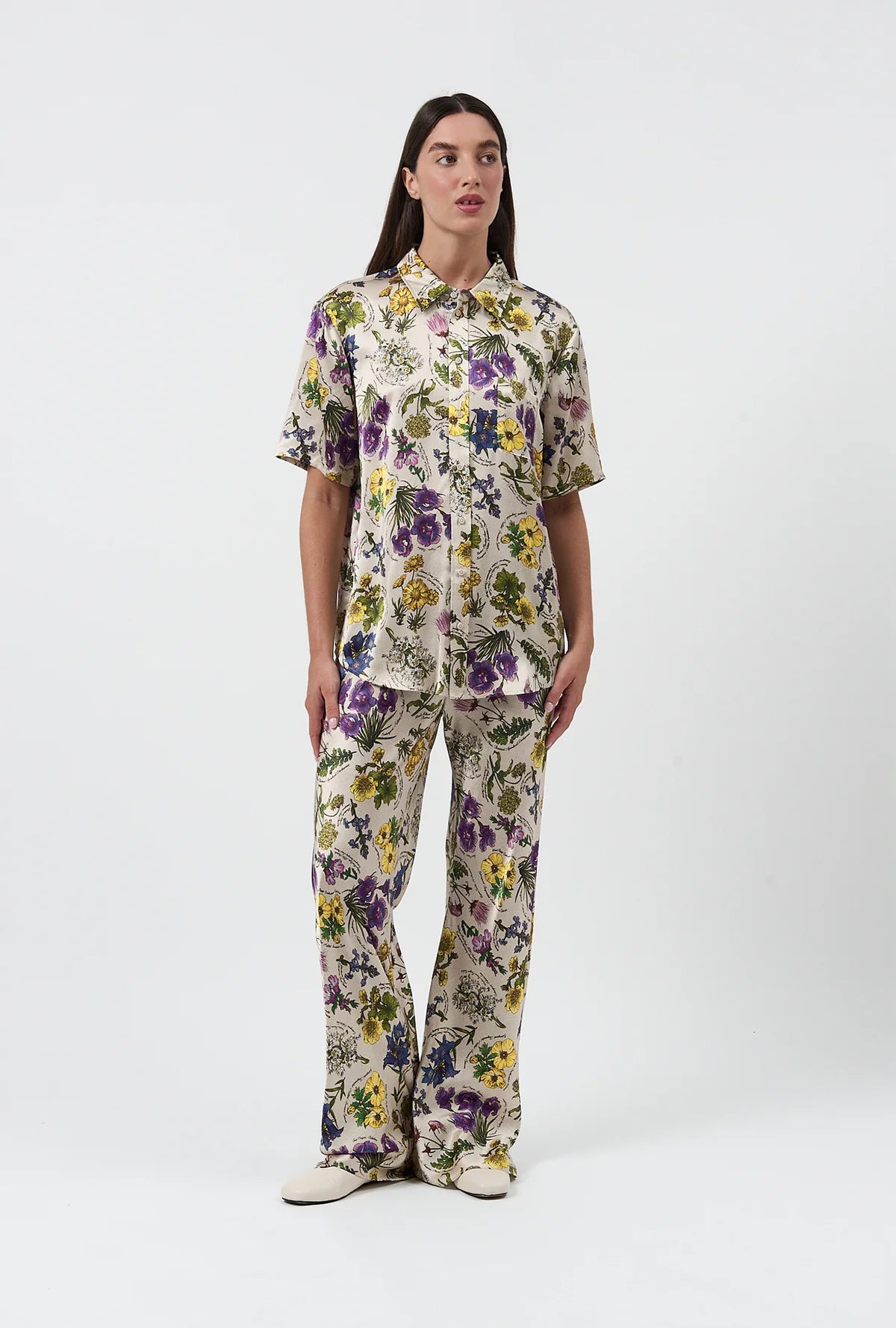 Bias Cut Pants Endangered Flowers
