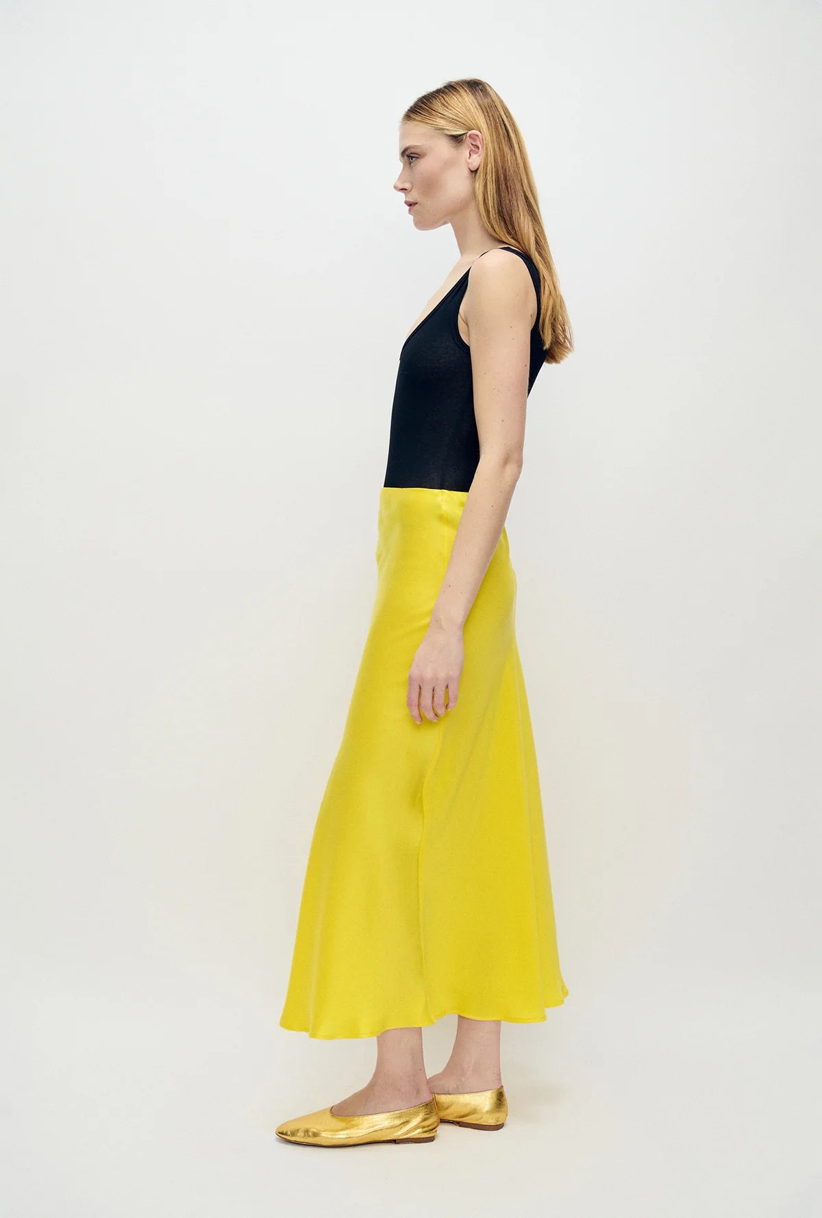 Long Bias Cut Skirt Wood Poppy Yellow
