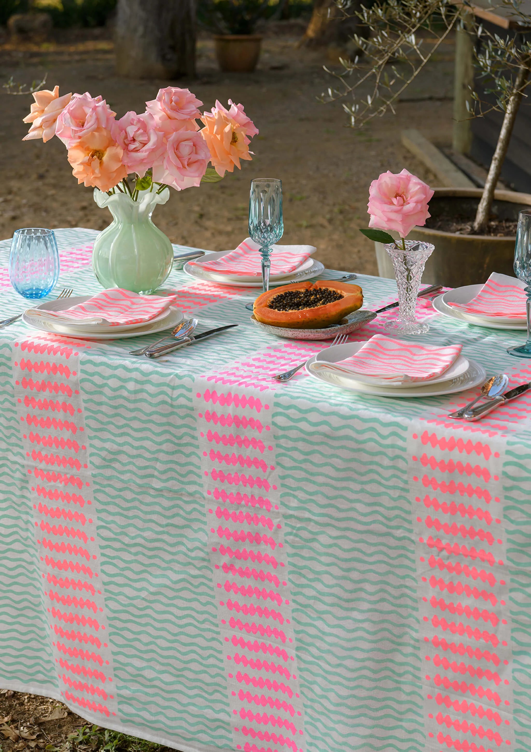 Napkins (set of 4) Wiggly Stripe Flamingo - Aquadoor