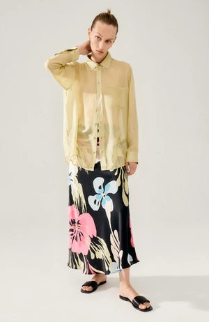 Chiffon Boyfriend Shirt Sage - Silk Laundry