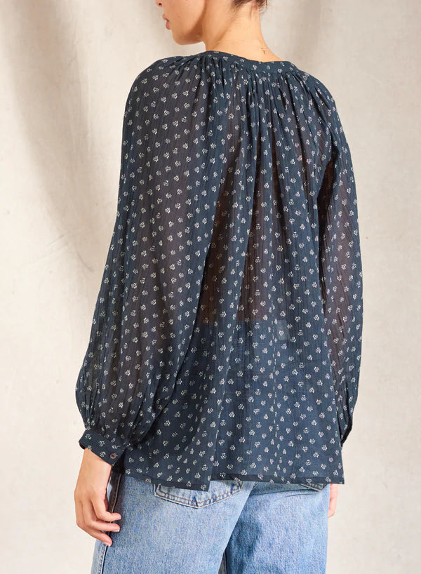 Anouk Print L/S Top - Faded Black/Ecru - Mabe