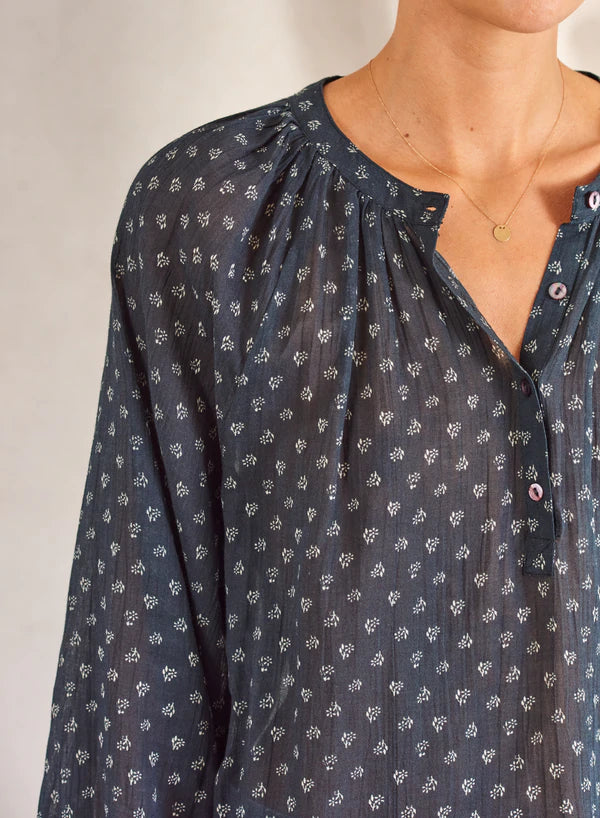Anouk Print L/S Top - Faded Black/Ecru - Mabe