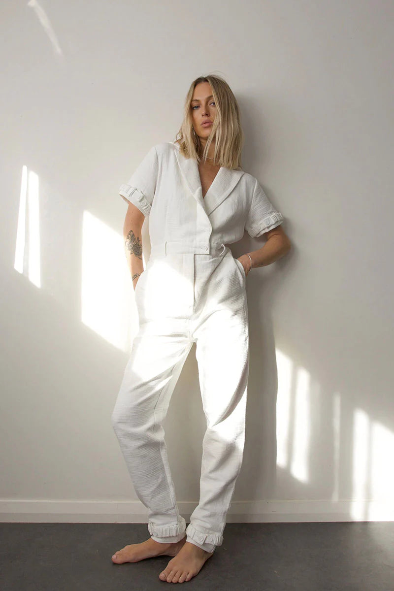 Lucy Relaxed Tailored Jumpsuit Ivory - Suboo