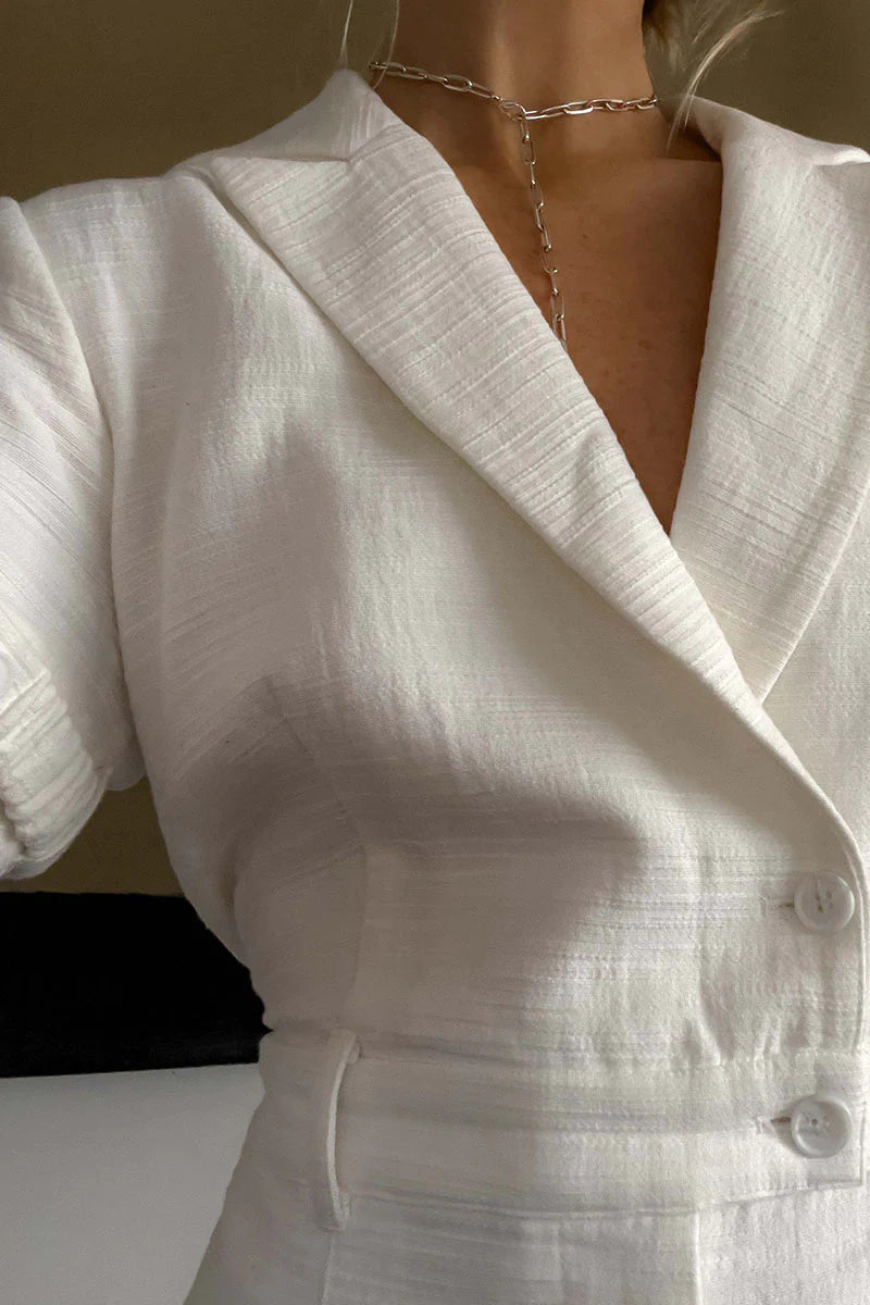 Lucy Relaxed Tailored Jumpsuit Ivory - Suboo