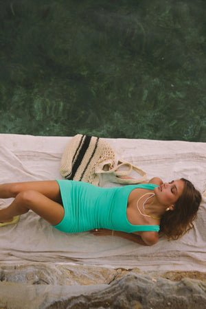 The Bella Donna Crinkle Dress Honeydew Green - Araminta James
