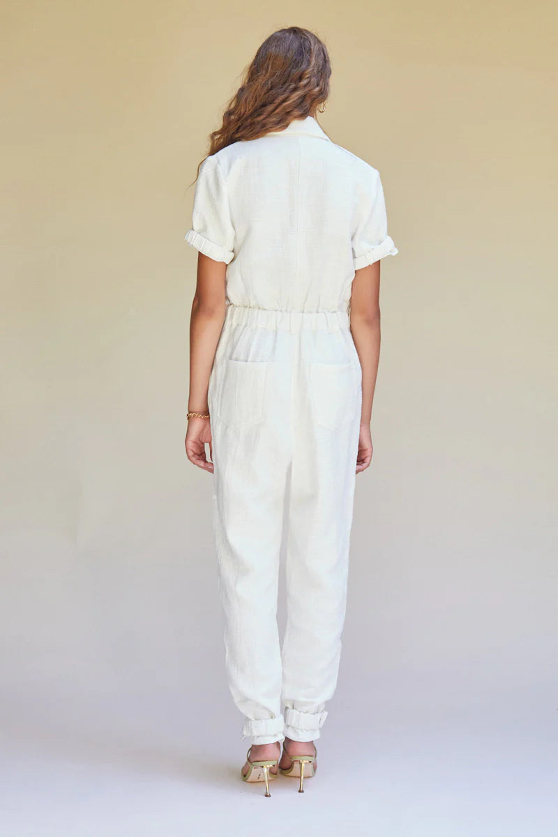 Lucy Relaxed Tailored Jumpsuit Ivory - Suboo