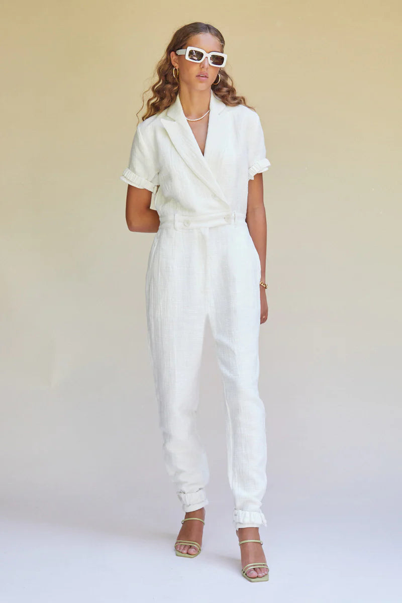 Lucy Relaxed Tailored Jumpsuit Ivory - Suboo