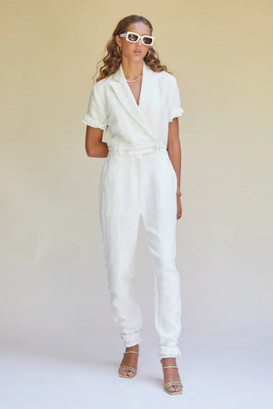 Lucy Relaxed Tailored Jumpsuit Ivory - Suboo