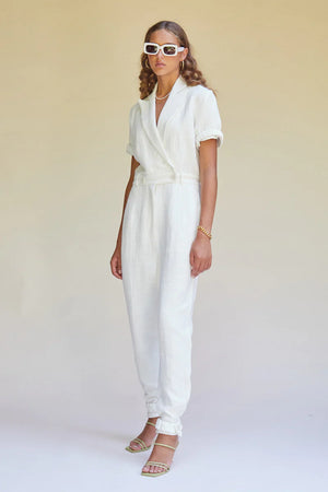 Lucy Relaxed Tailored Jumpsuit Ivory - Suboo