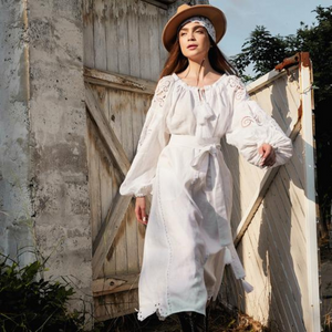 Segovia Linen Embroidered Dress - Bravo Collection