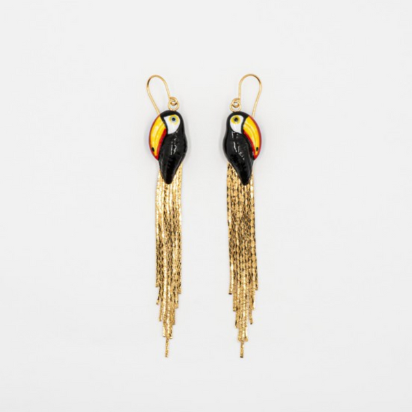 Toucan With Fringes Earrings - Nach