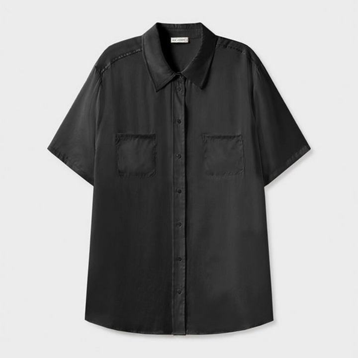 Silk Laundry Black  Short Sleeve Shirt