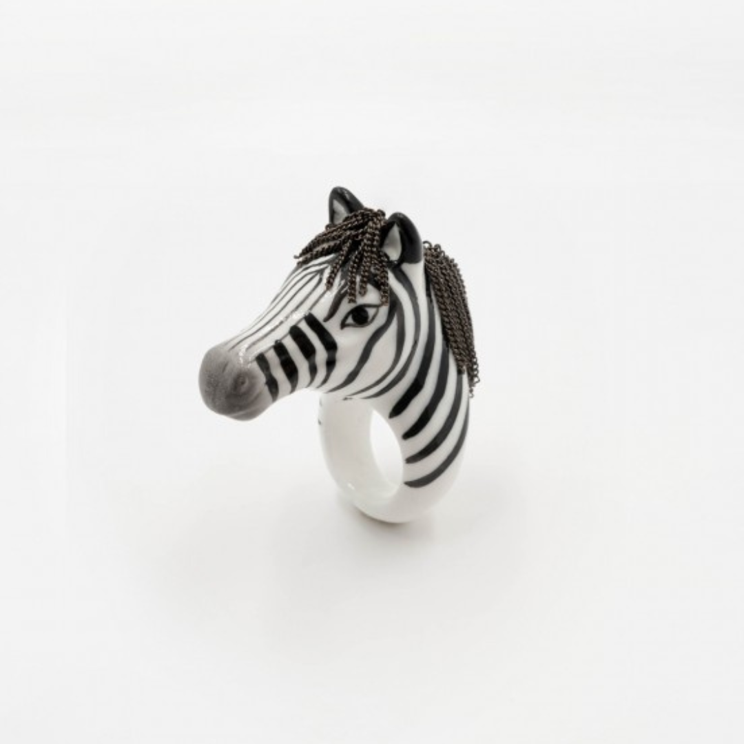 Zebra With Hair Ring