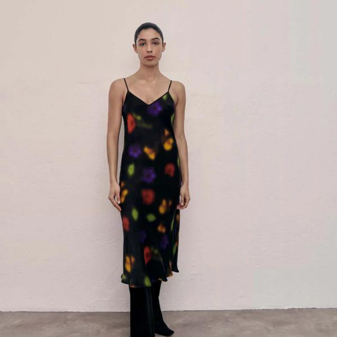 90S Slip Dress Black Blur