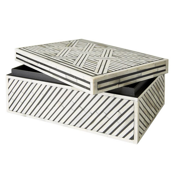 Kobe Patterned Bone Box Small Black and White