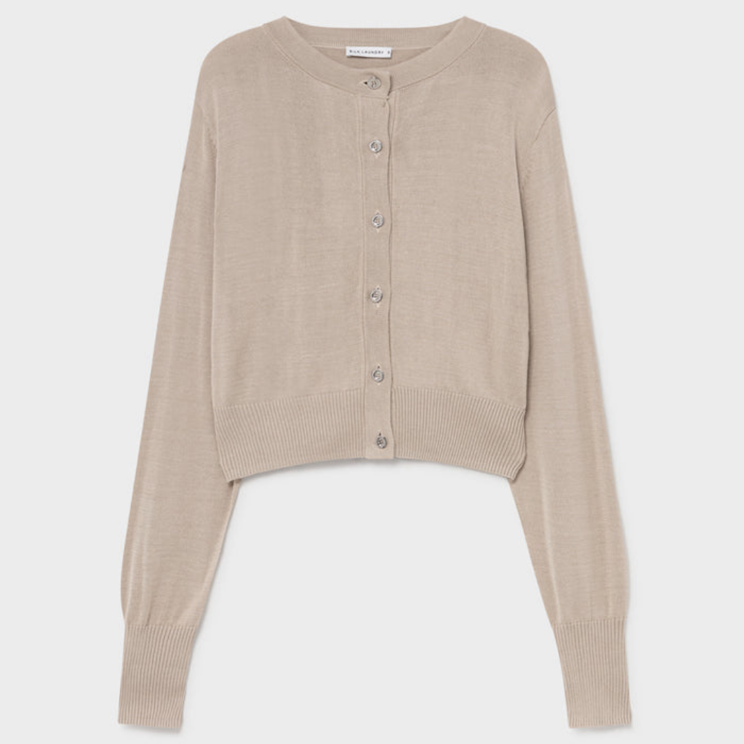 Silk Laundry Hazelnut Cropped Cardigan
