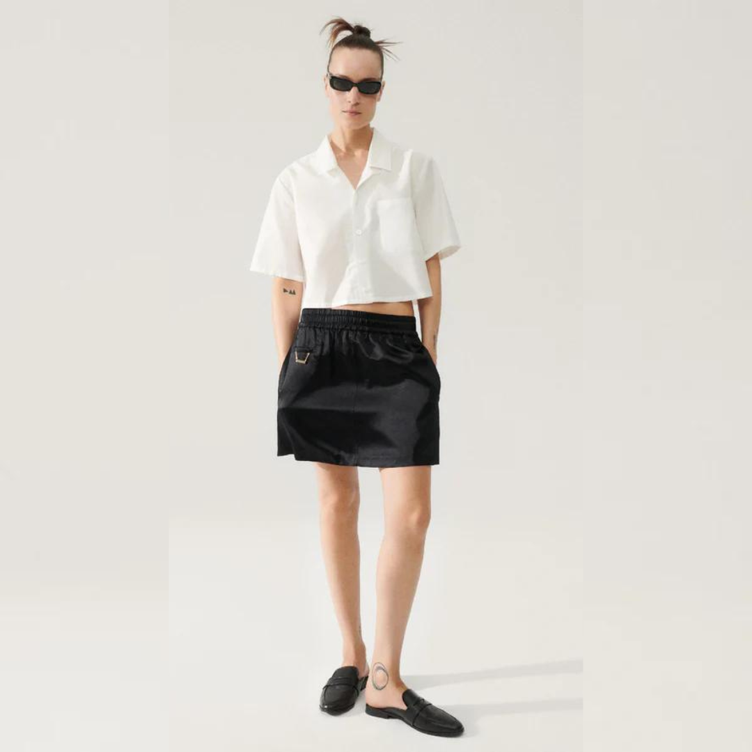 Silk Laundry Black Heavy A-line Mini Skirt