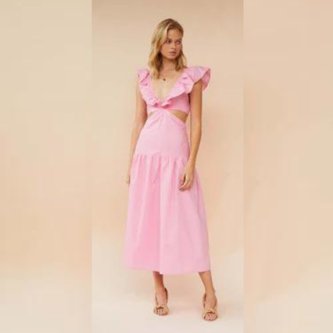 Suboo Pink Rosanna Ruffle Maxi Dress