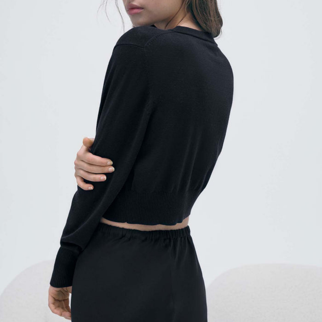 Cropped Cardigan Black