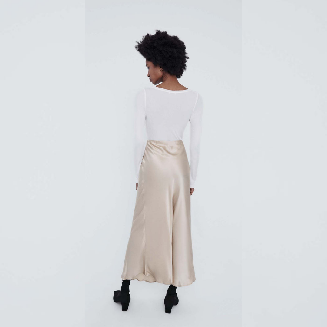 Long Bias Cut Skirt Hazelnut
