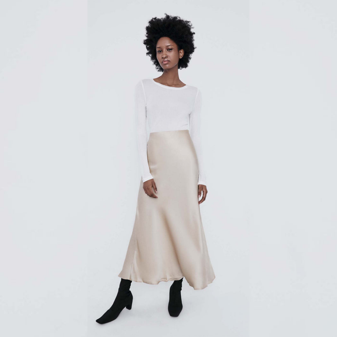 Long Bias Cut Skirt Hazelnut