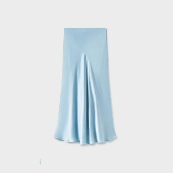 Silk Laundry Sky Long Bias Skirt