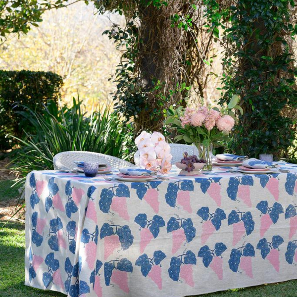 Tablecloth Grapes Denim + Pink - Aquadoor