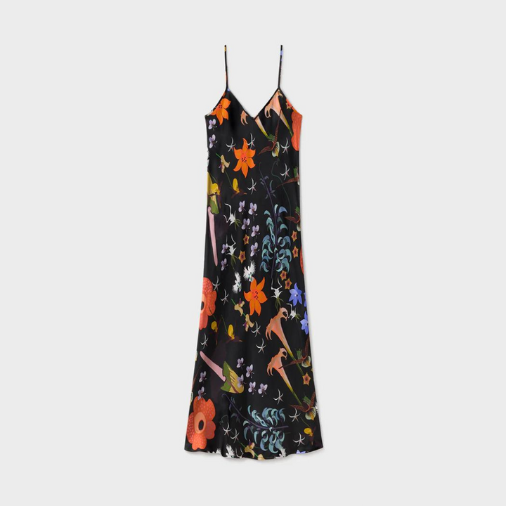 Silk Laundry Black Lost Flowers 90s Slip Dress